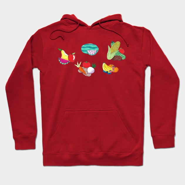 Fruits and Veggies Hoodie by okhismakingart_